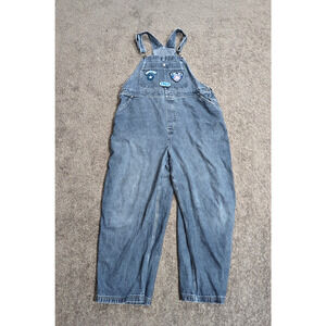 Disney Plus Eeyore 1968 Varsity Patches Denim Jean Carpenter Bib Vintage 2X